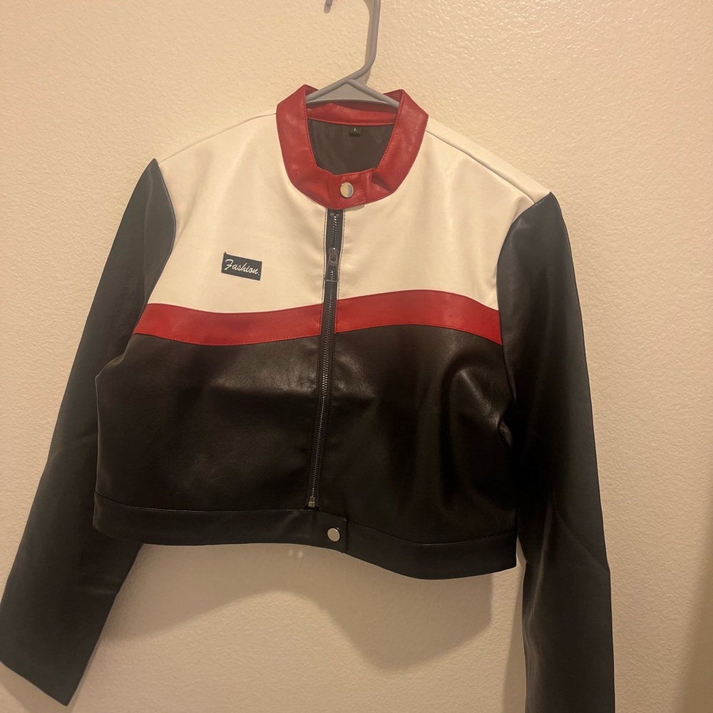2 available large women leather biker jacket